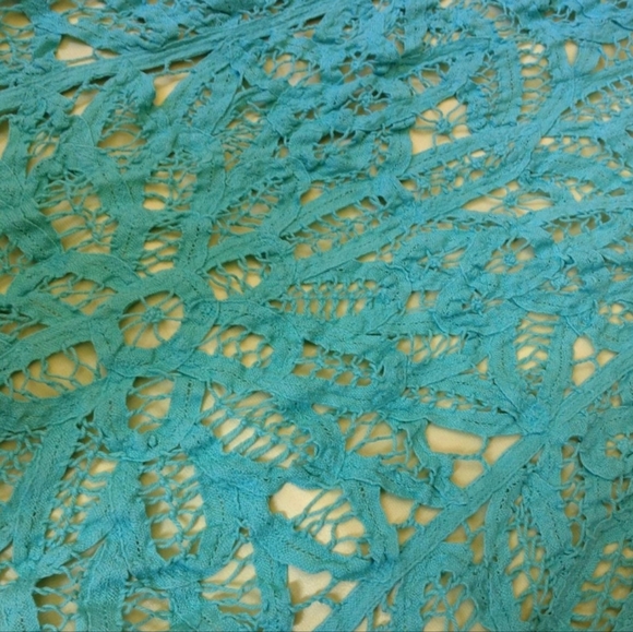 Betsy Johnson Aqua Blue and Yellow Crochet Lace Dress - Picture 3 of 4